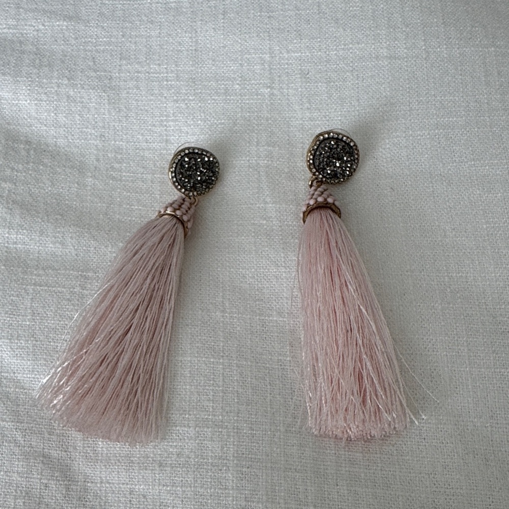 Bauble Bar Elegant Pink Tassel Earrings